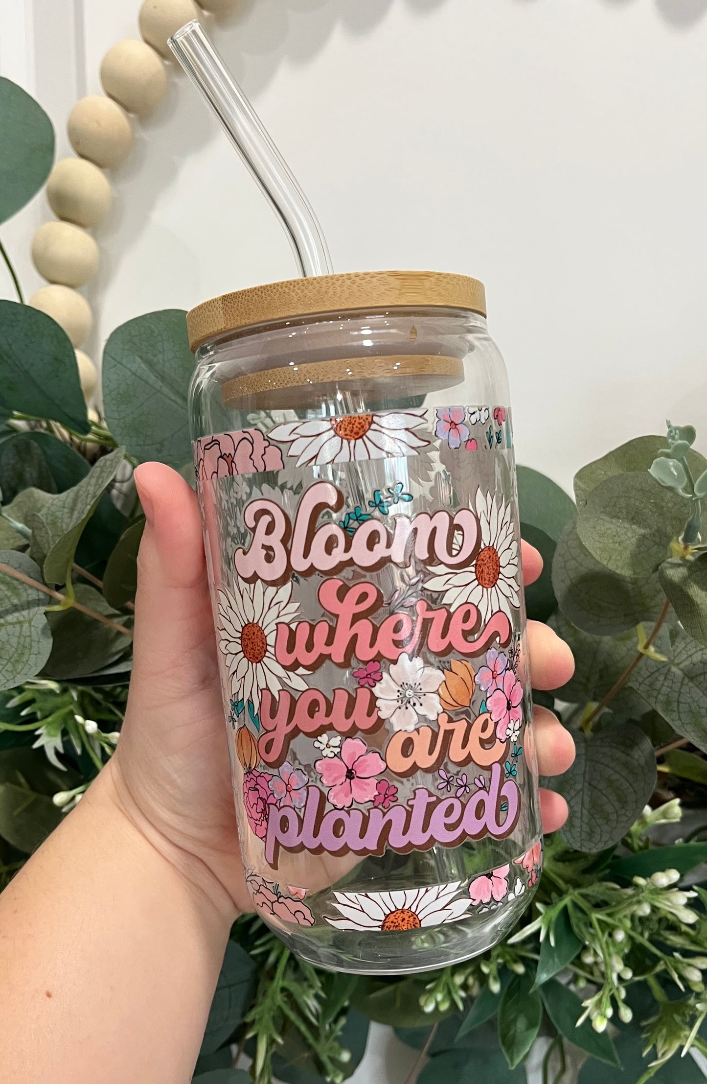 Bloom Where You Are Planted 16oz Glass Can