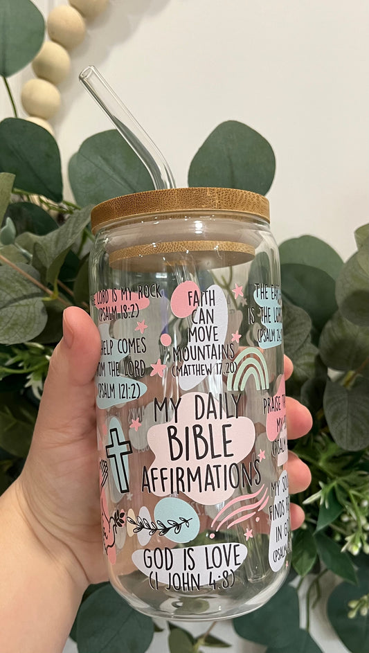 Bible Affirmations 16oz Glass Can